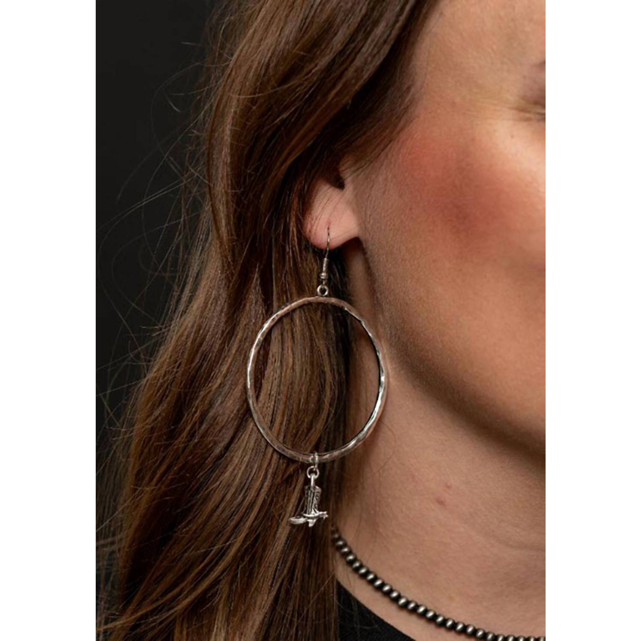 New West & Co. Women's Hammered Earring In Silver